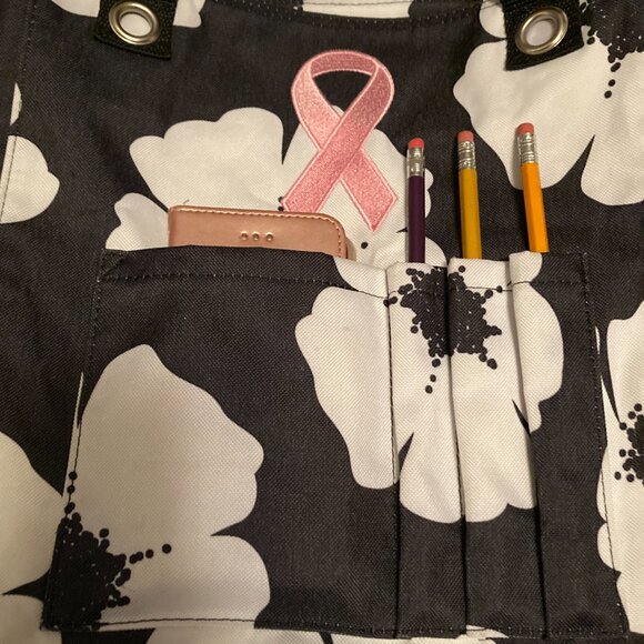 Thirty-One Zip Top Tall Tote Poppy Black & White Retired Bag - Picture 16 of 16